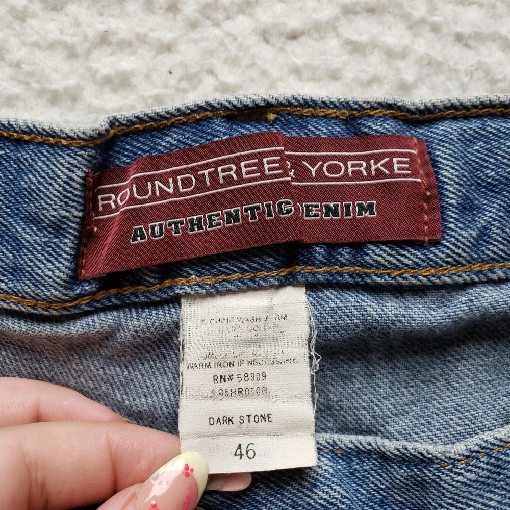 Roundtree & Yorke Shorts Mens 46 Blue Denim Relaxed Bermuda 11 Inseam